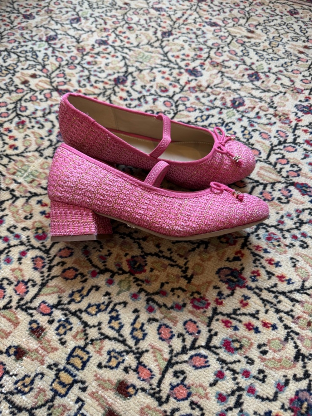 Sam Edelman Girl's Pink Tweed Mary Jane Low Heel Pumps